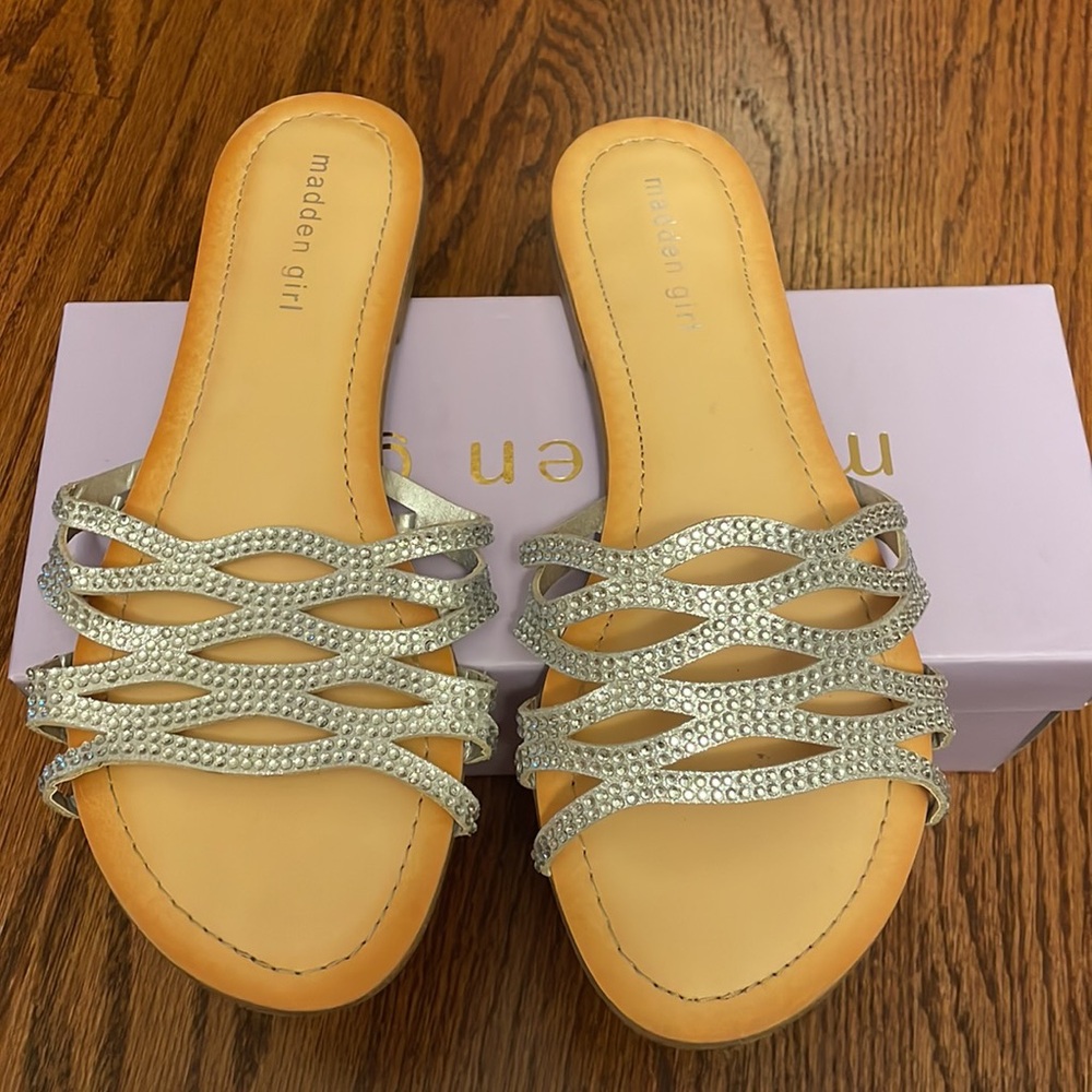 Madden Girl, Rhinestone Slide Sandals, Size 9